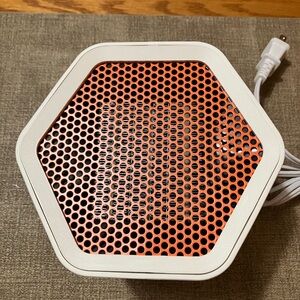 Hexagonal White and Orange Desk top Electric Heater